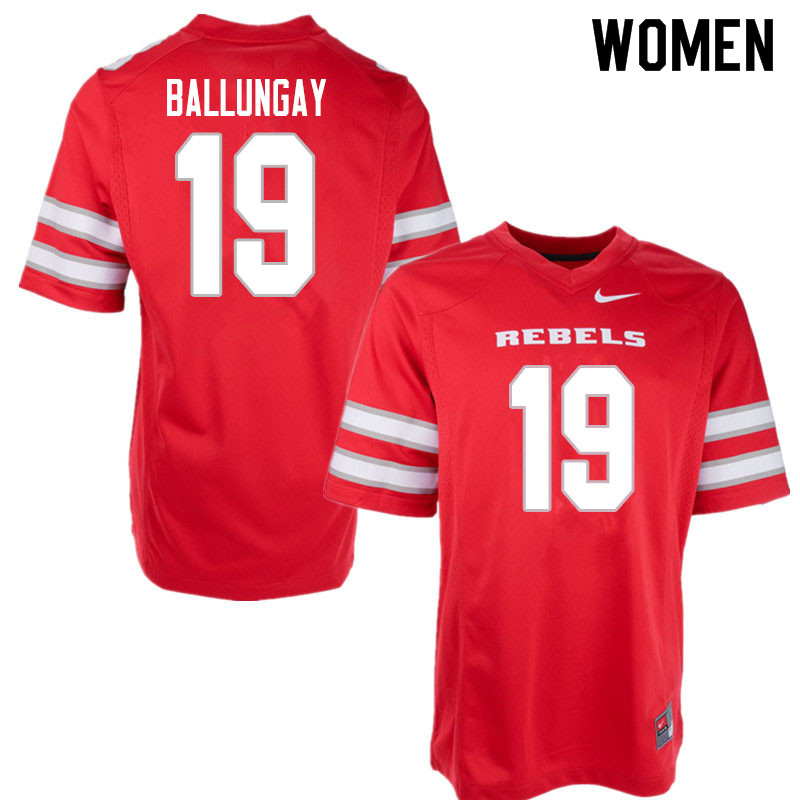Women #19 Kaleo Ballungay UNLV Rebels College Football Jerseys Sale-Red